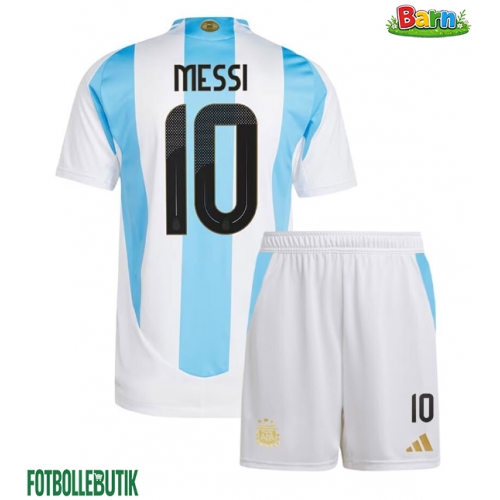 Argentina Lionel Messi #10 Hemmaställ Barn Copa America 2024 Kortärmad (+ Korta byxor)